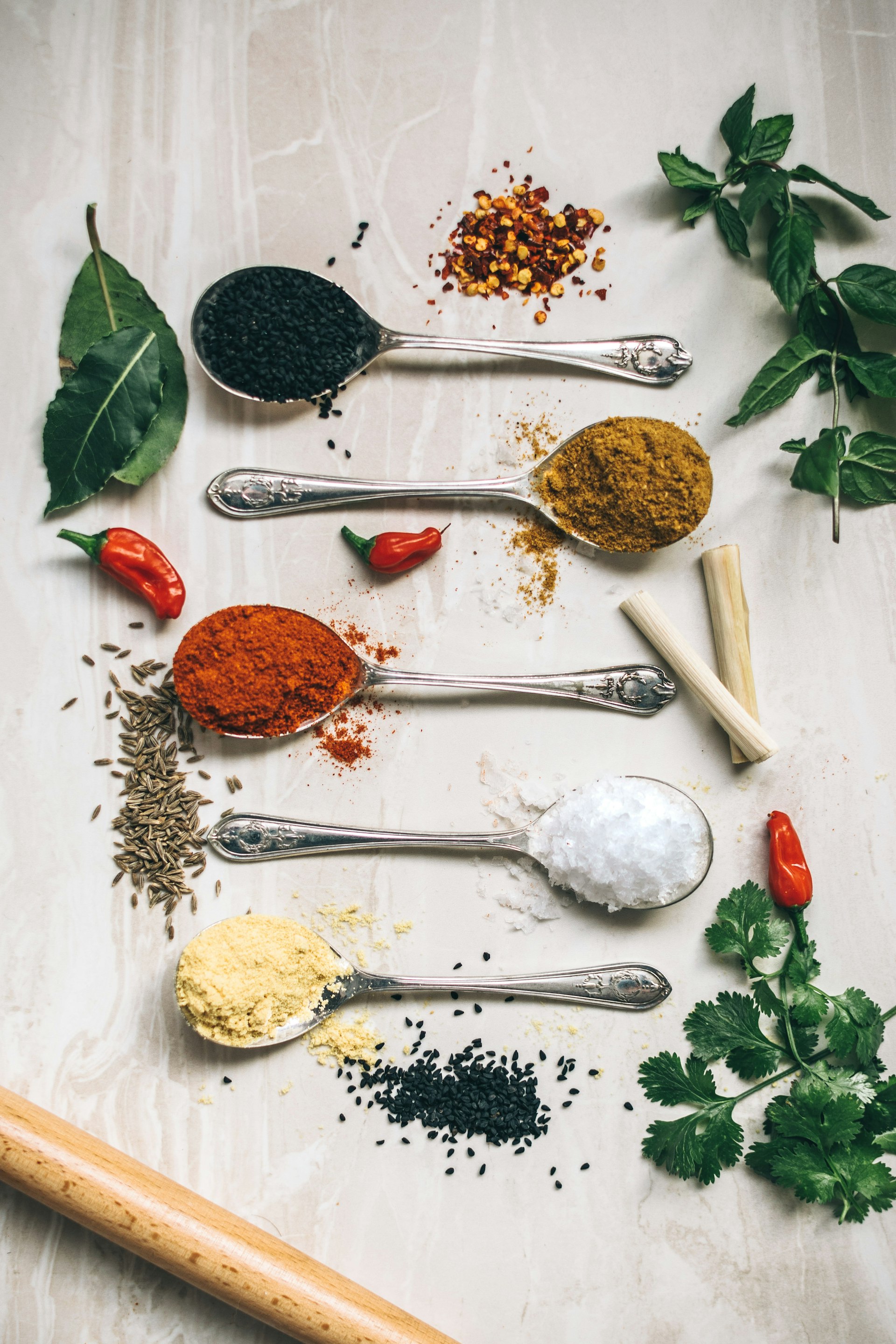 Fresh food ingredients flatlay